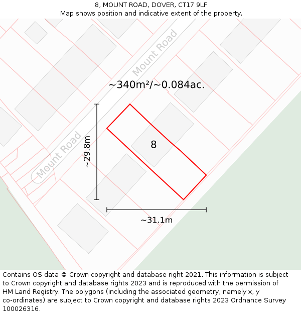 8, MOUNT ROAD, DOVER, CT17 9LF: Plot and title map