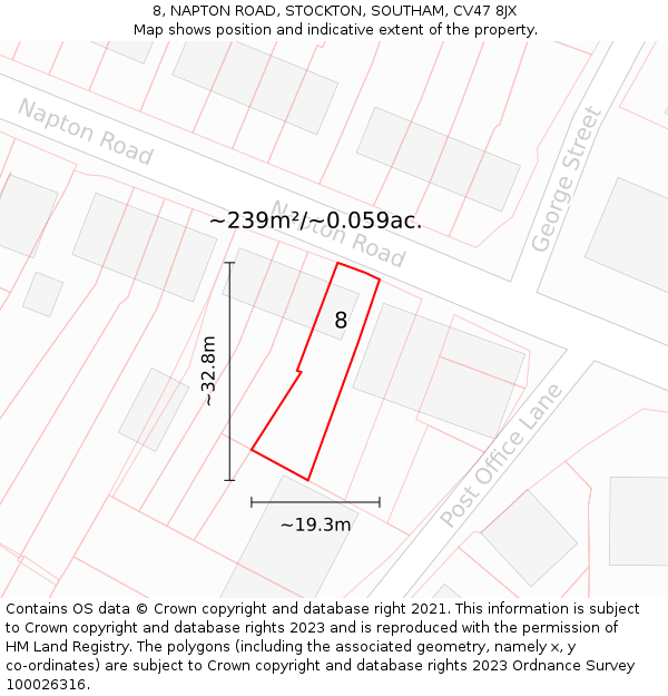 8, NAPTON ROAD, STOCKTON, SOUTHAM, CV47 8JX: Plot and title map