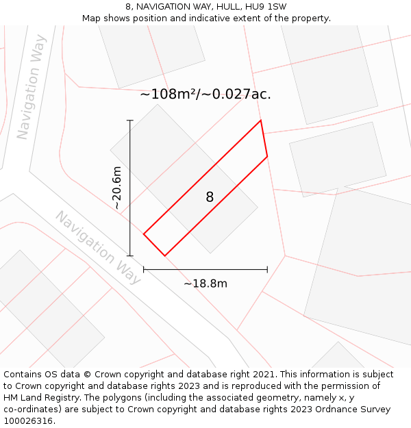 8, NAVIGATION WAY, HULL, HU9 1SW: Plot and title map