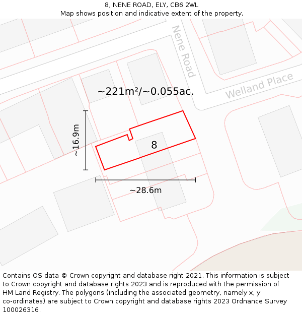 8, NENE ROAD, ELY, CB6 2WL: Plot and title map