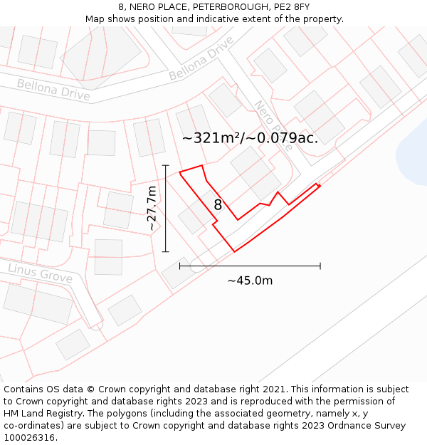 8, NERO PLACE, PETERBOROUGH, PE2 8FY: Plot and title map