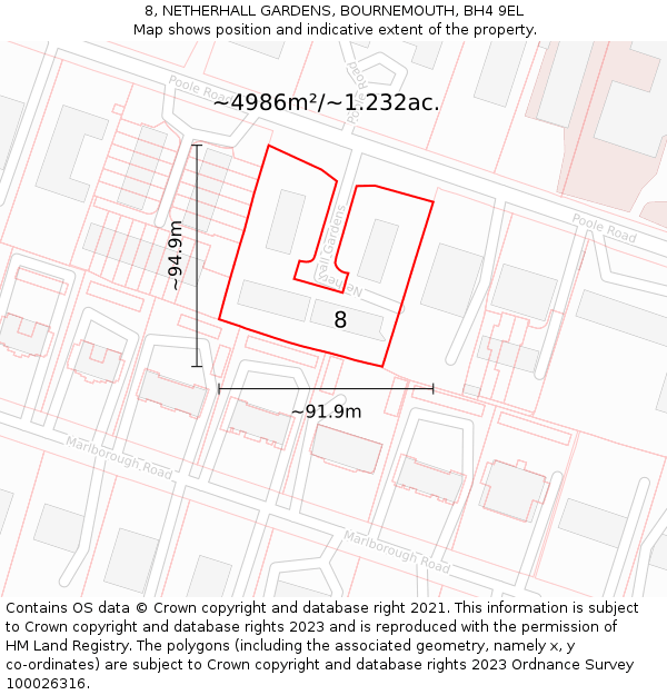 8, NETHERHALL GARDENS, BOURNEMOUTH, BH4 9EL: Plot and title map