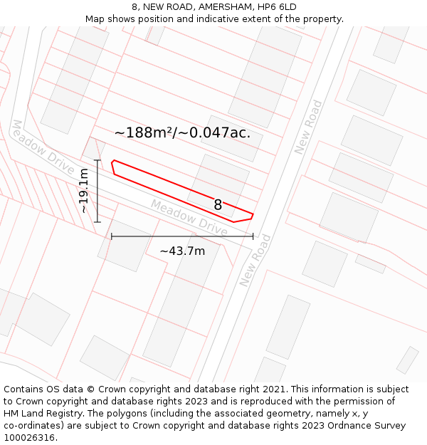 8, NEW ROAD, AMERSHAM, HP6 6LD: Plot and title map