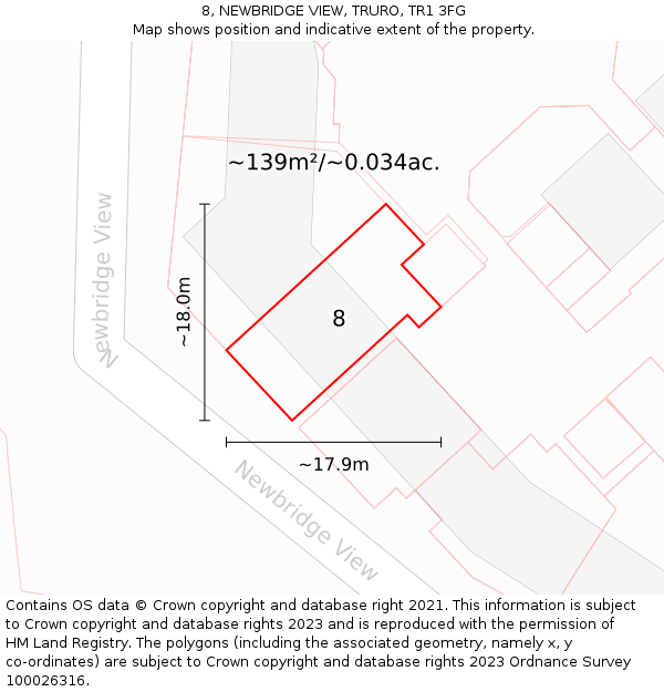 8, NEWBRIDGE VIEW, TRURO, TR1 3FG: Plot and title map