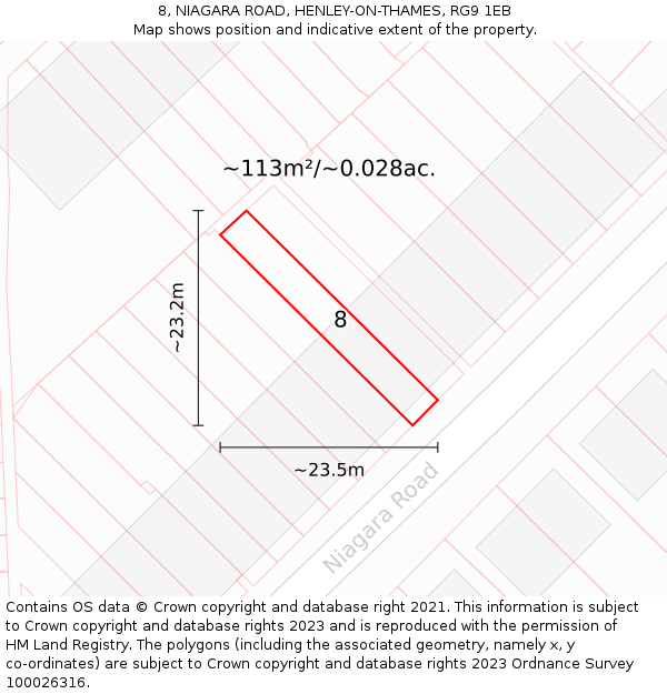 8, NIAGARA ROAD, HENLEY-ON-THAMES, RG9 1EB: Plot and title map