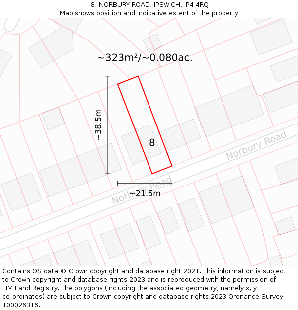 8, NORBURY ROAD, IPSWICH, IP4 4RQ: Plot and title map