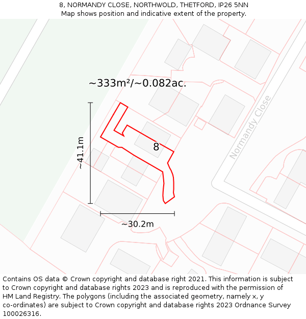8, NORMANDY CLOSE, NORTHWOLD, THETFORD, IP26 5NN: Plot and title map