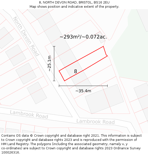 8, NORTH DEVON ROAD, BRISTOL, BS16 2EU: Plot and title map