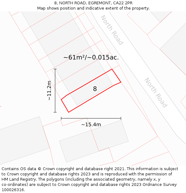8, NORTH ROAD, EGREMONT, CA22 2PR: Plot and title map