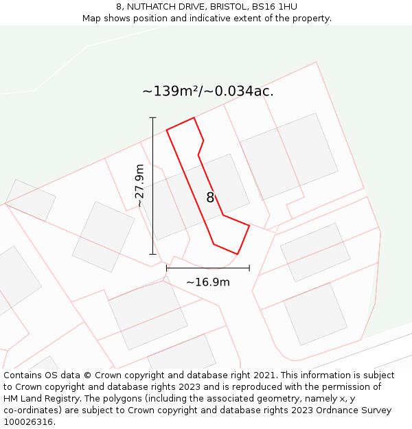 8, NUTHATCH DRIVE, BRISTOL, BS16 1HU: Plot and title map