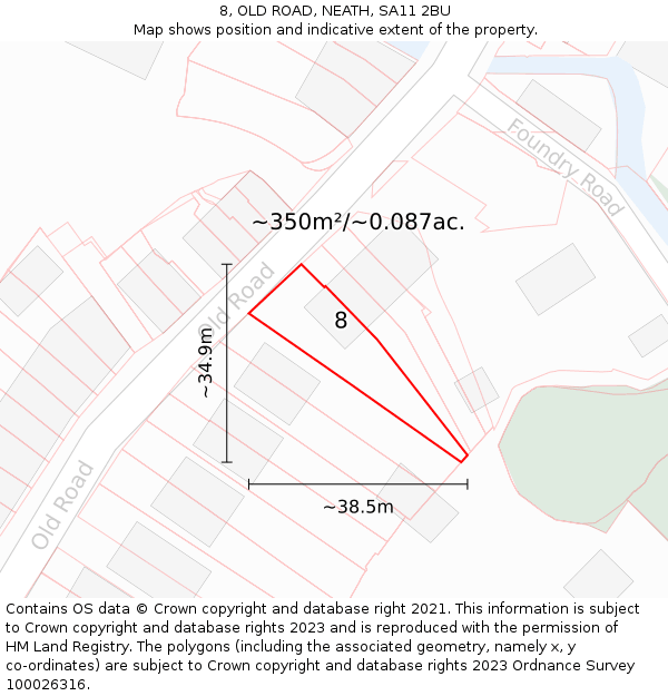 8, OLD ROAD, NEATH, SA11 2BU: Plot and title map