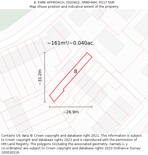 8, PARK APPROACH, KNOWLE, FAREHAM, PO17 5NR: Plot and title map