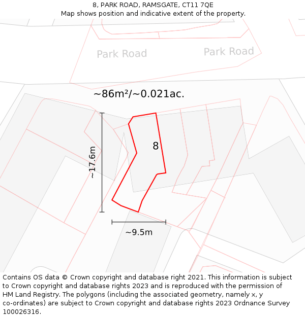 8, PARK ROAD, RAMSGATE, CT11 7QE: Plot and title map