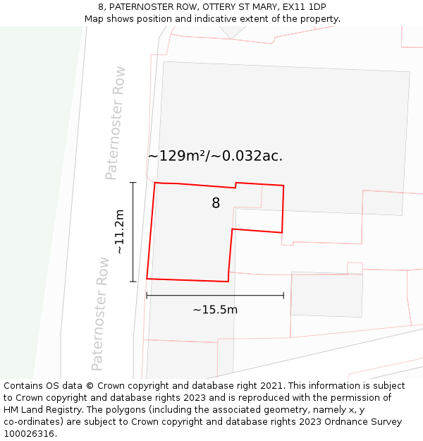 8, PATERNOSTER ROW, OTTERY ST MARY, EX11 1DP: Plot and title map