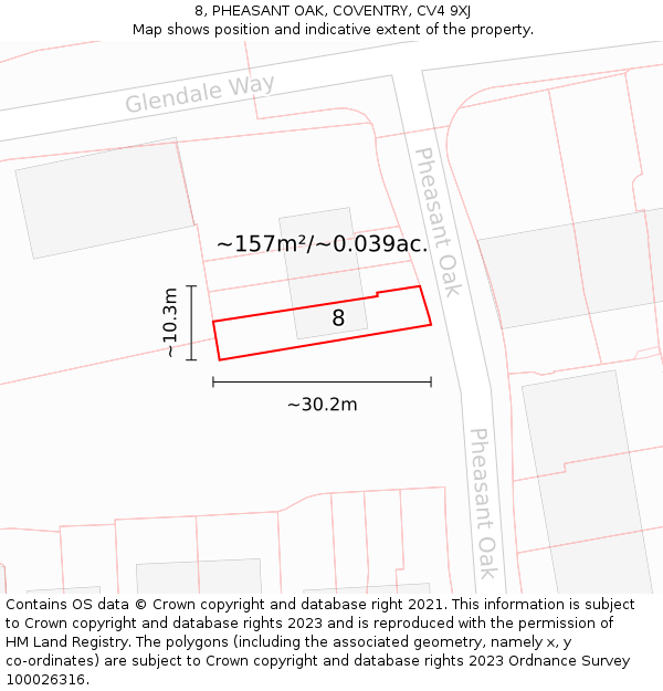 8, PHEASANT OAK, COVENTRY, CV4 9XJ: Plot and title map