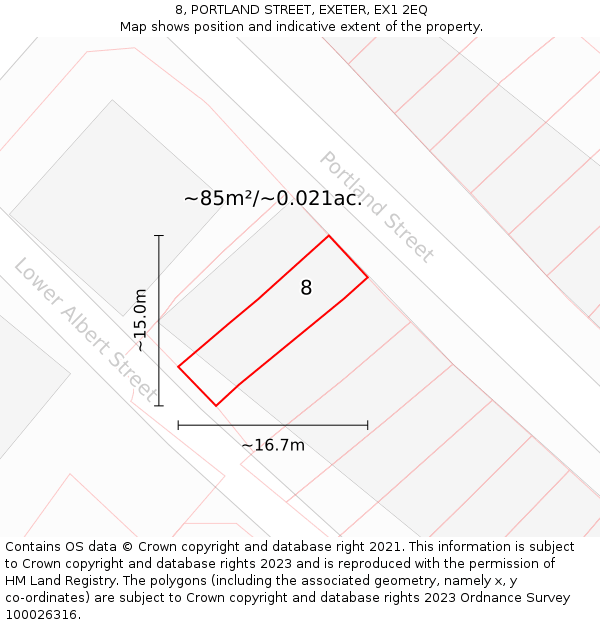 8, PORTLAND STREET, EXETER, EX1 2EQ: Plot and title map