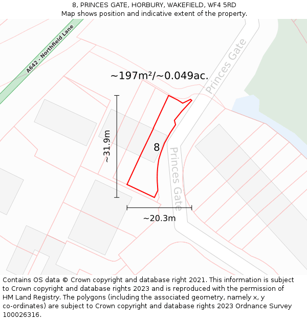 8, PRINCES GATE, HORBURY, WAKEFIELD, WF4 5RD: Plot and title map