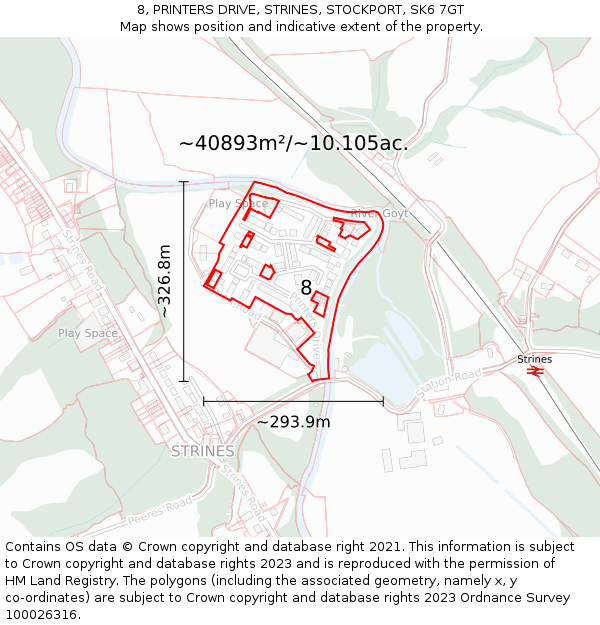 8, PRINTERS DRIVE, STRINES, STOCKPORT, SK6 7GT: Plot and title map