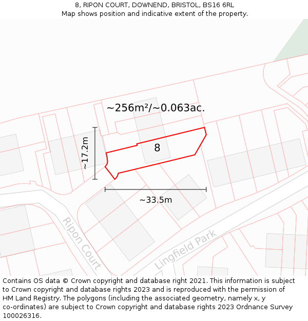 8, RIPON COURT, DOWNEND, BRISTOL, BS16 6RL: Plot and title map