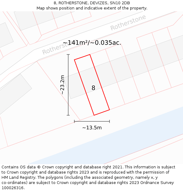 8, ROTHERSTONE, DEVIZES, SN10 2DB: Plot and title map