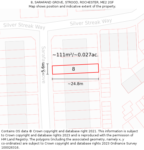 8, SARAFAND GROVE, STROOD, ROCHESTER, ME2 2GF: Plot and title map