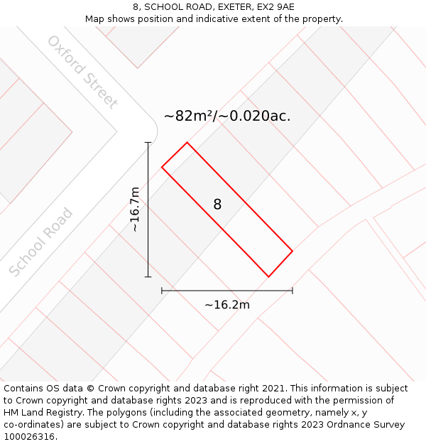 8, SCHOOL ROAD, EXETER, EX2 9AE: Plot and title map