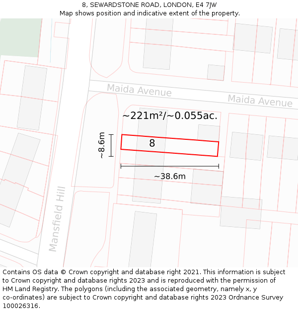 8, SEWARDSTONE ROAD, LONDON, E4 7JW: Plot and title map