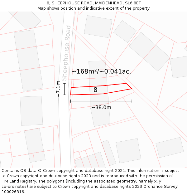 8, SHEEPHOUSE ROAD, MAIDENHEAD, SL6 8ET: Plot and title map