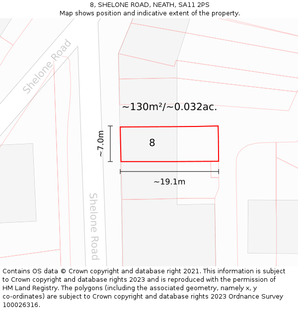 8, SHELONE ROAD, NEATH, SA11 2PS: Plot and title map
