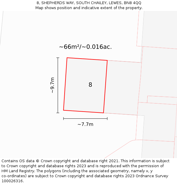 8, SHEPHERDS WAY, SOUTH CHAILEY, LEWES, BN8 4QQ: Plot and title map