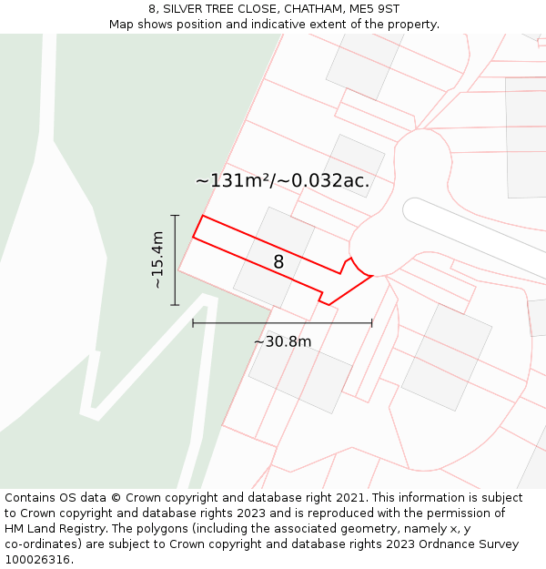8, SILVER TREE CLOSE, CHATHAM, ME5 9ST: Plot and title map