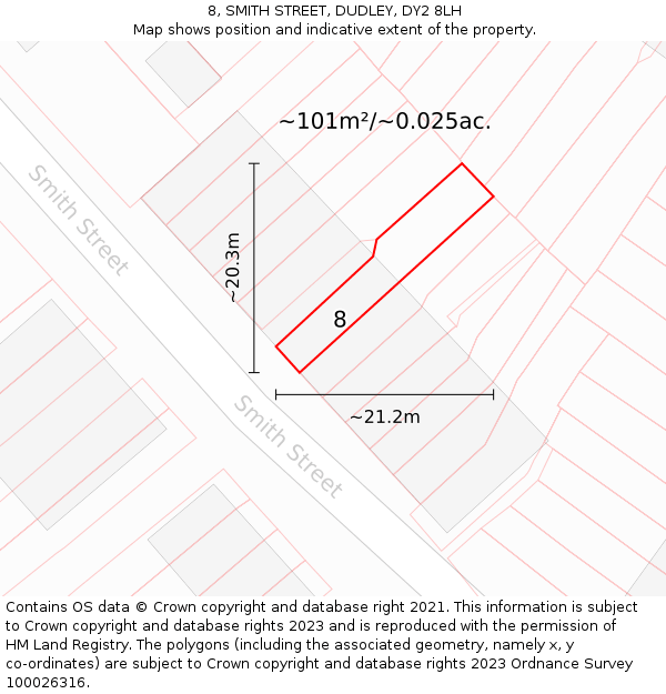 8, SMITH STREET, DUDLEY, DY2 8LH: Plot and title map