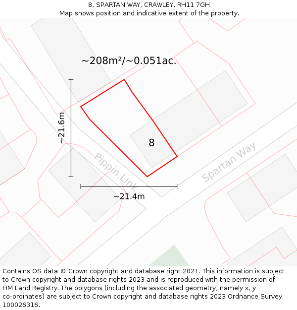 8, SPARTAN WAY, CRAWLEY, RH11 7GH: Plot and title map