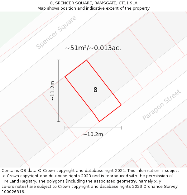 8, SPENCER SQUARE, RAMSGATE, CT11 9LA: Plot and title map