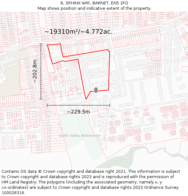 8, SPHINX WAY, BARNET, EN5 2FG: Plot and title map