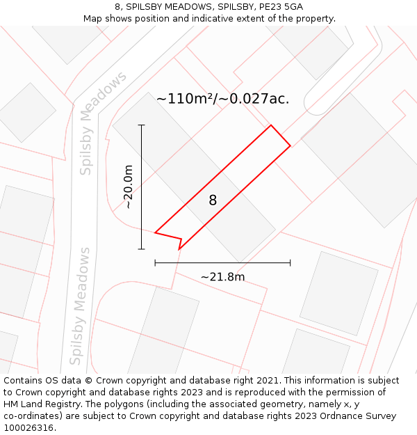 8, SPILSBY MEADOWS, SPILSBY, PE23 5GA: Plot and title map