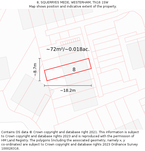 8, SQUERRYES MEDE, WESTERHAM, TN16 1SW: Plot and title map