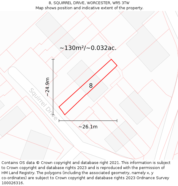 8, SQUIRREL DRIVE, WORCESTER, WR5 3TW: Plot and title map