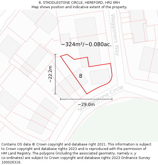8, STADDLESTONE CIRCLE, HEREFORD, HR2 6RH: Plot and title map