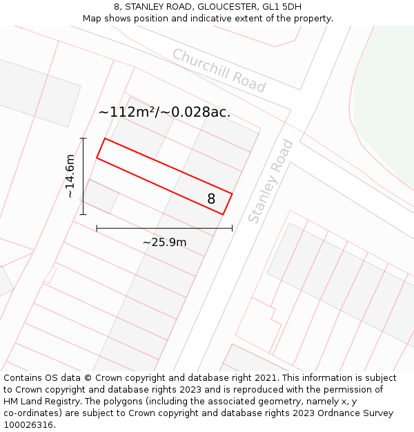8, STANLEY ROAD, GLOUCESTER, GL1 5DH: Plot and title map