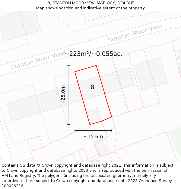 8, STANTON MOOR VIEW, MATLOCK, DE4 3NE: Plot and title map
