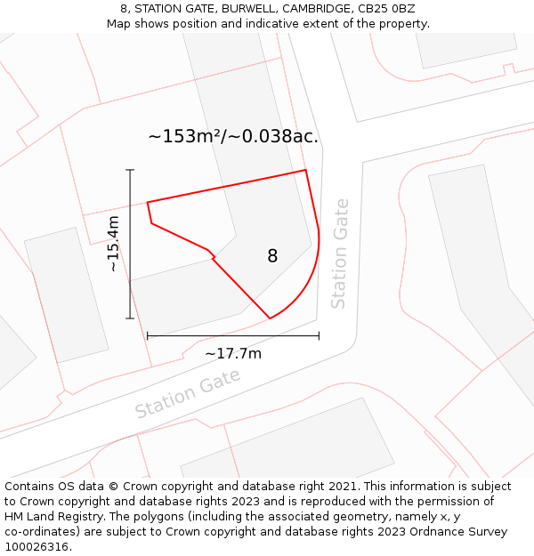 8, STATION GATE, BURWELL, CAMBRIDGE, CB25 0BZ: Plot and title map