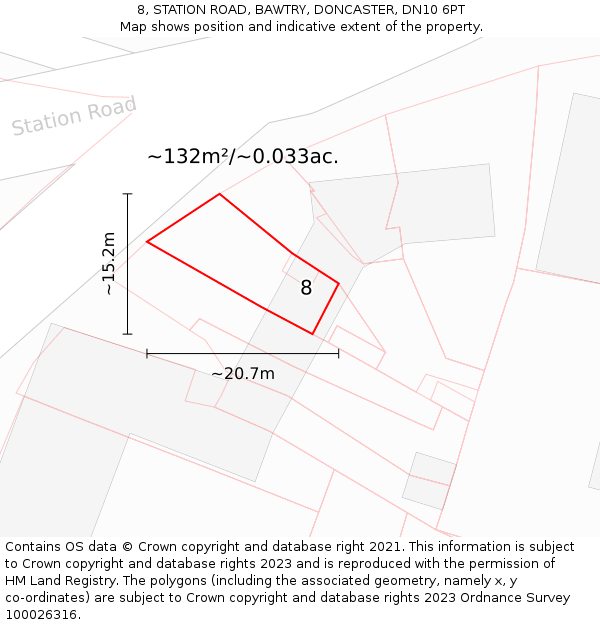 8, STATION ROAD, BAWTRY, DONCASTER, DN10 6PT: Plot and title map