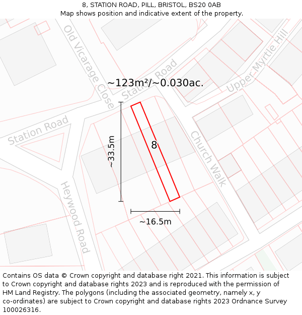 8, STATION ROAD, PILL, BRISTOL, BS20 0AB: Plot and title map