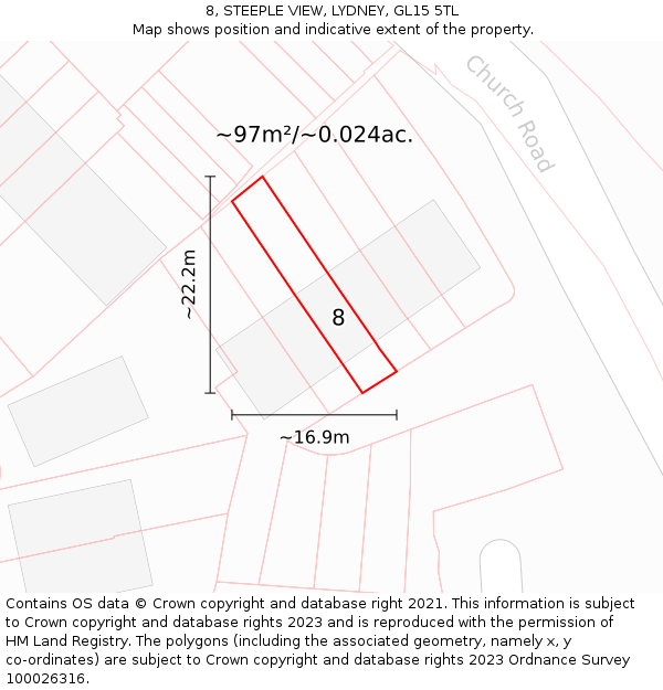 8, STEEPLE VIEW, LYDNEY, GL15 5TL: Plot and title map