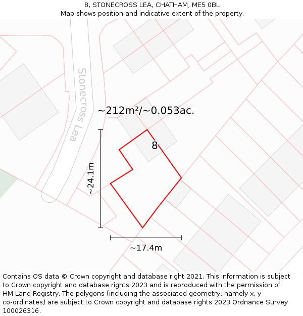 8, STONECROSS LEA, CHATHAM, ME5 0BL: Plot and title map