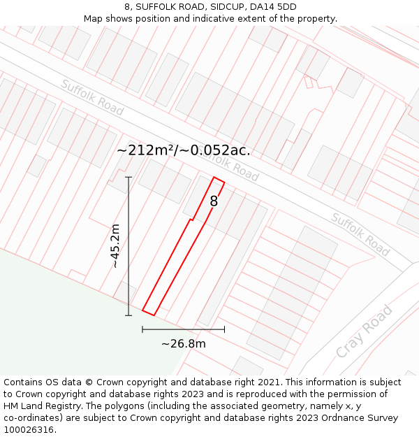 8, SUFFOLK ROAD, SIDCUP, DA14 5DD: Plot and title map