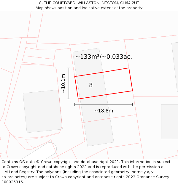 8, THE COURTYARD, WILLASTON, NESTON, CH64 2UT: Plot and title map