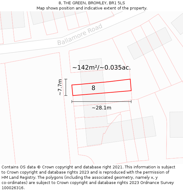8, THE GREEN, BROMLEY, BR1 5LS: Plot and title map