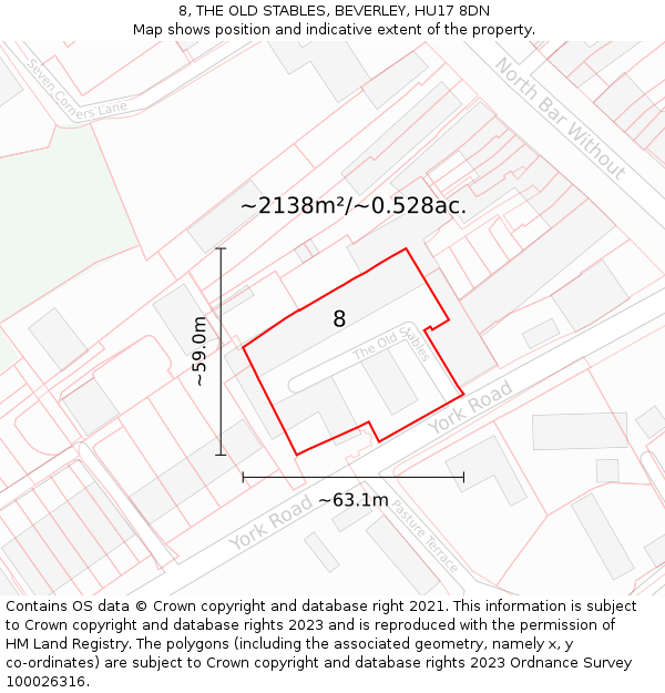 8, THE OLD STABLES, BEVERLEY, HU17 8DN: Plot and title map